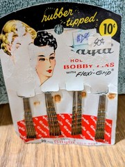 Vintage NOS 1940s 50s Gaylord GAYLA Hold-Bob 20 Rubber Tip Flexi-Grip Bobby Pins