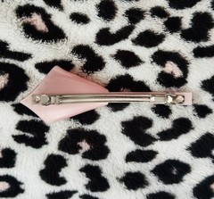 VINTAGE FRENCH PINK CELLULOID W/ RHINESTONES Art Deco CLIP HAIR BARRETTE PARIS