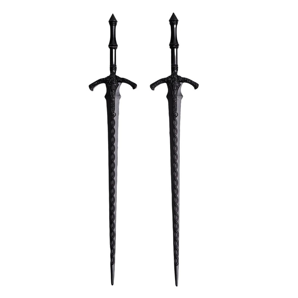 2PCS Retro Viking Hair Sticks – Black Gothic Metal Sword Hair Pins for Women,…