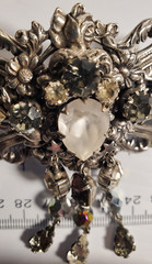 Kirks Folly Dangling Rhinestone Hair Barette Ornate Silvertone with Stars w/Card