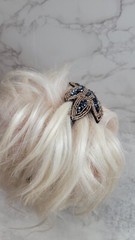 Headband Hair Band Party Bead Elegant Black Silver Business NWOT Sexy Fashion