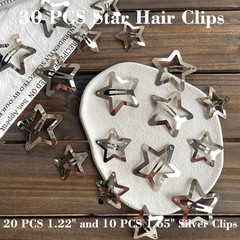 30 PCS Star Hair Clips,20Pcs 1.22″Clip and 10 PCS 1.65″Clips Snap Star Hair Acce
