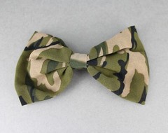 Camo camouflage print chiffon fabric big BOW 5″ wide barrette hair clip kawaii