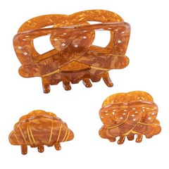 Framendino, 3 Pack Bread Hair Claw Clips Funny 1 Count (Pack of 3), Brown