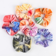 Velvet Scrunchies Women Tie-Dye Gradient Ponytail Holder Hair Rope Rubber Band
