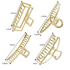 4 Pack Large Gold Hair Claw Clips for Women Thick 1 Count (Pack of 4), gold