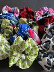 12pc Lot Hair Scrunchies Tween Floral Red Blue Pink Multicolor, Brand New