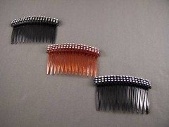 Black Brown hair comb plastic side clip comb french twist set of 3