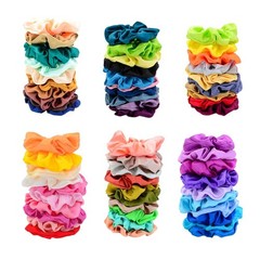 60 Colors Silk Large Satin Hair Scrunchies Elastic Hair Bobbles Ponytail Hold…