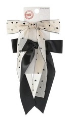 Wonder Nation 2pc Girls Bow Hair Clips Black & White Heart Print Polyester