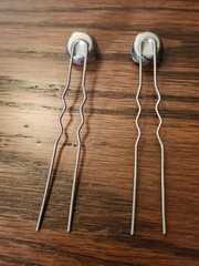 Antique Women’s 2-Pack Silver Metal Hair Pins w/ Clear Round Rhinestone Accents
