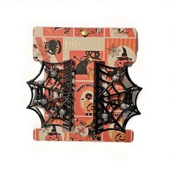 Piper K Halloween Spider Web Hair Clip Claw Black Rhinestones Hair Clip Set