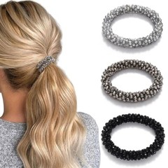 Pearl Hair Ties Rhinestone Ponytail Holder Bead Set Hair Scrunchies Elastic H…