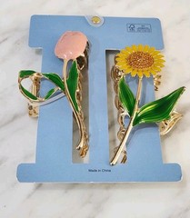 NEW! Piper K Sparkling Sunflower & Tulip Hair Claws Set 2