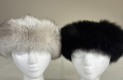 New Finland Fox Fur Headbands: Black & Grey Speckled Made in Canada Bnfts Chrty
