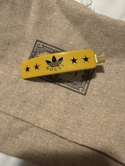 Gucci Barrette Hair Clip Adidas Logo Stone Yellow Used From USA