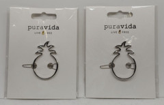 Lot of 2 PURAVIDA “Live Free” Pineapple Silver Hair Barrettes Brass NEW!