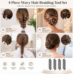 4 Hair Styling Tool Set Bun Maker Braid Tool Clip Stick Easy Updo Kit for Women