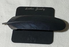 Leather handmade Raven feather Hair Barrett Goth Steampunk Dark cottage