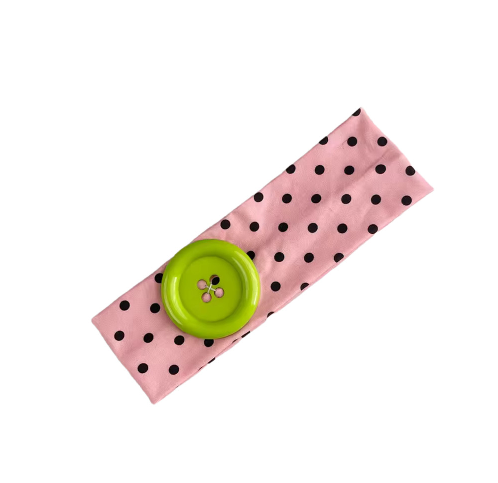 Cute Polka Dot Button Headband Elastic Hair Band Funky Women’s Accessory