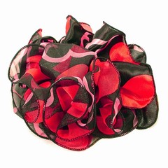 Large Ruffled Solid Color Satin Chiffon Fabric Claw Jaw Clip Hair Bows – H731