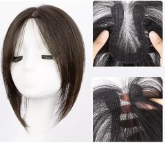 2.75×4.3″Traceless Lace Parting 100% Human Hair Topper 10″-hook and loop on Hair