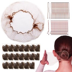 85 Pcs 24 Inch Hair Net Kit for Women, Invisible Elastic Hair Nets w/ Hair Pins