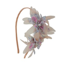 Flowers Hairband Headband with Pearls For Women Girls Metal Headband w/Fabric