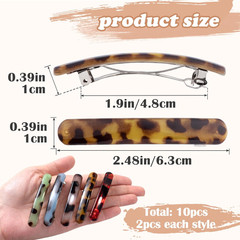 10PCS French Barrette Hair Clips for Women 2.48 Inch Small Tortoise Shell Ha…