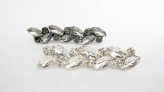 Silver metal clear or gray crystal hair pin clip barrette for fine thin hair