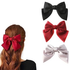 Upscale Hair Clips Big Bowknot Solid Color French Barettes Accessories 3 PCS