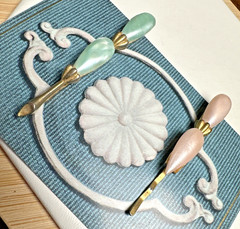 Vintage Pink &Blue Faux Pearl Hair Bobby Pins Wedding Bridal Formal Victorian