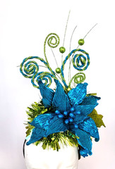 Headdress for Women Adult Christmas Holiday Poinsettia Blue Green New Years USA