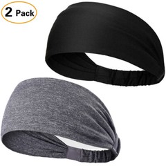 2 Pack Men Women Workout Headbands Travel Sweatband Elastic Non Slip Sweat Bands