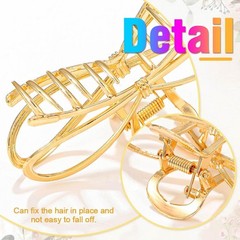 2PCS Gold Bow Claw Clip Metal Hair Clips Large Bow Hair Catch Barrette Hair