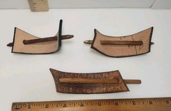 Leather Hair Barrette Wood Stick Slide Bun LOT Design Brown Black Handcrafted