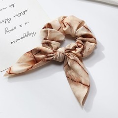 4 PCS Brown Leopard Hair Scarf Scrunchies Ribbon Bow Long Elastic Chiffon