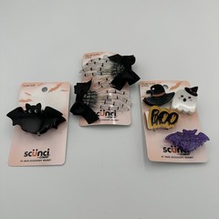 SCUNCI by Conair Halloween Hair Accessories Clips Bat Ghost Skeleton Set of 3