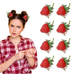 8 Pcs Strawberry Hair Clips Cute Fruit Barrettes Red