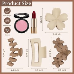 SMKSL 8 Pcs Hair Clips for 1 Count (Pack of 8), Light brown & Creamy white