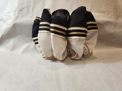 BLACK, WHITE & GOLD HAIR BOW WITH FRENCH BARRETT MEASURES 8X5