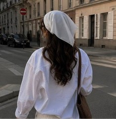 White Chiffon Head Scarf Women Elastic Hair Scarf Summer Kerchief Boho