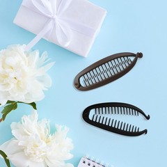 2PCS Banana Clips for Women Thick Thin Hair 1 Count (Pack of 2), Black,Brown