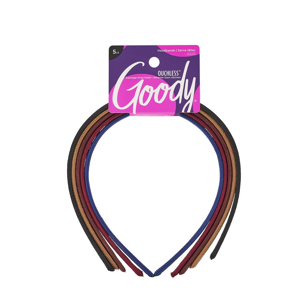 Goody Ouchless Shoestring Headbands, 5 5 Count (Pack of 1), Assorted Neutral
