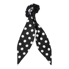 DOLCE & GABBANA Hair Scrunchie Black Cotton Polka Dot Scarf Tie Accessory 450usd