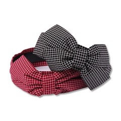 Womens Vintage Wide Hair Hoop Big Bowknot Striped Plaid Polka Dot Headband Solid
