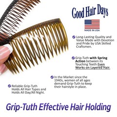Good Hair Days Grip Tuth Hair Combs, Set of 2, Clear, 1.5 Wide
