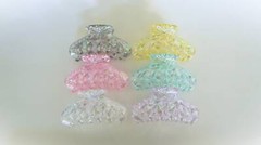 Transparent clear colored iridescent diamond cut design double grip acrylic