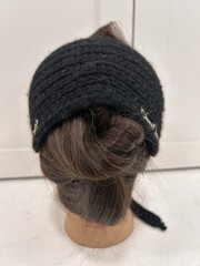 3 Charming VTG Ladies Knit Ear Warmer Tie Headbands Beaded Made In Italy Japan