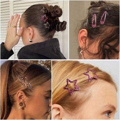 Metal Snap Hair Clips,8 1 Count (Pack of 16), Pink and Brown Leopard Print